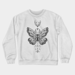 Hand drawn butterfly Tattoo on white background. Crewneck Sweatshirt